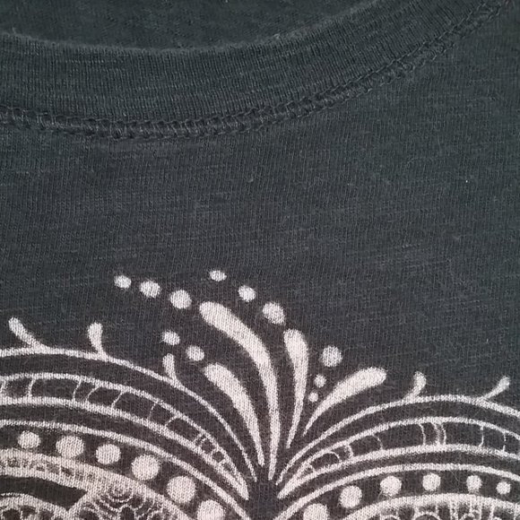 Long Sleeve T- Shirt Black/Cream Peace & Love Size S - Picture 8 of 9